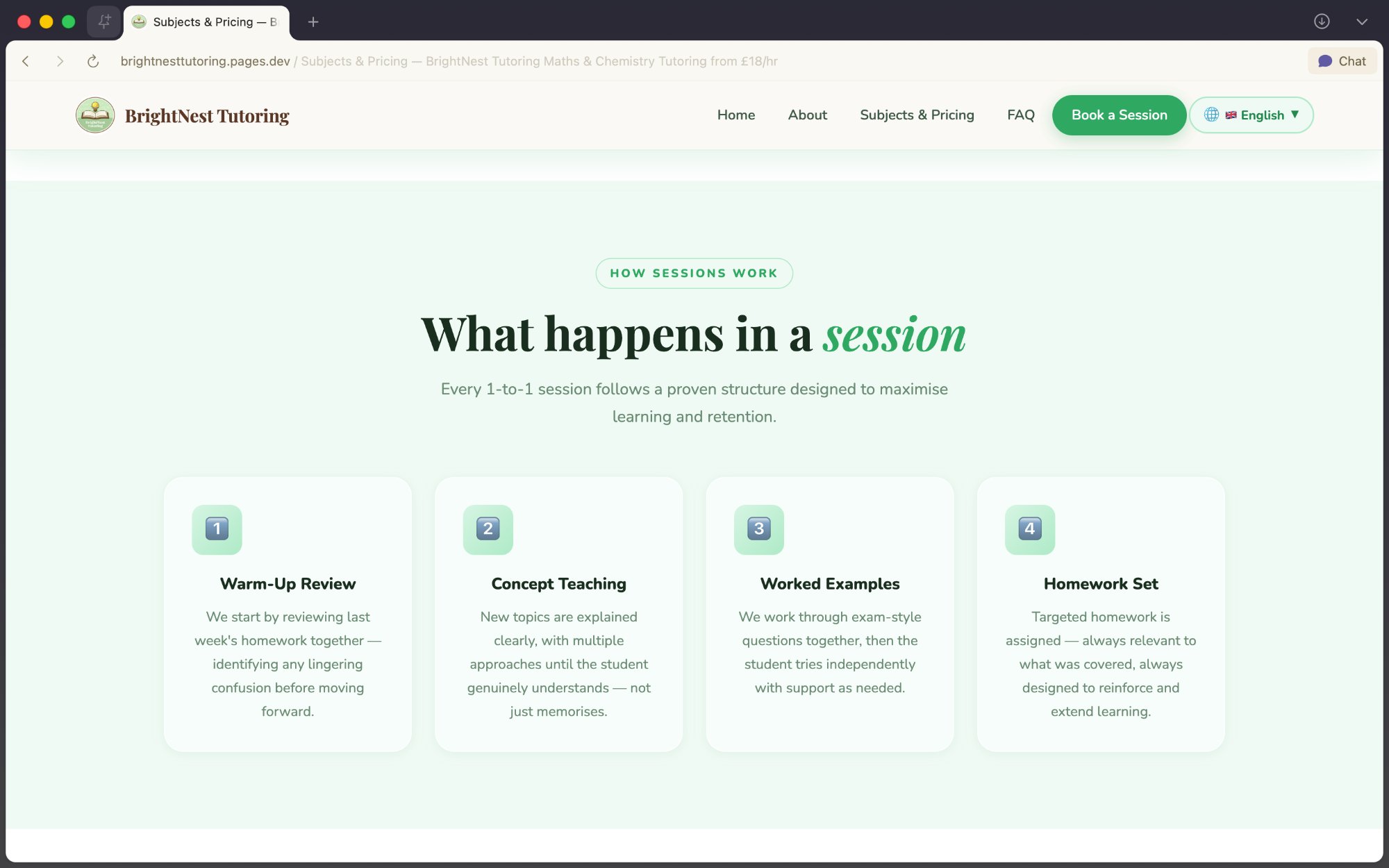 BrightNest session structure page