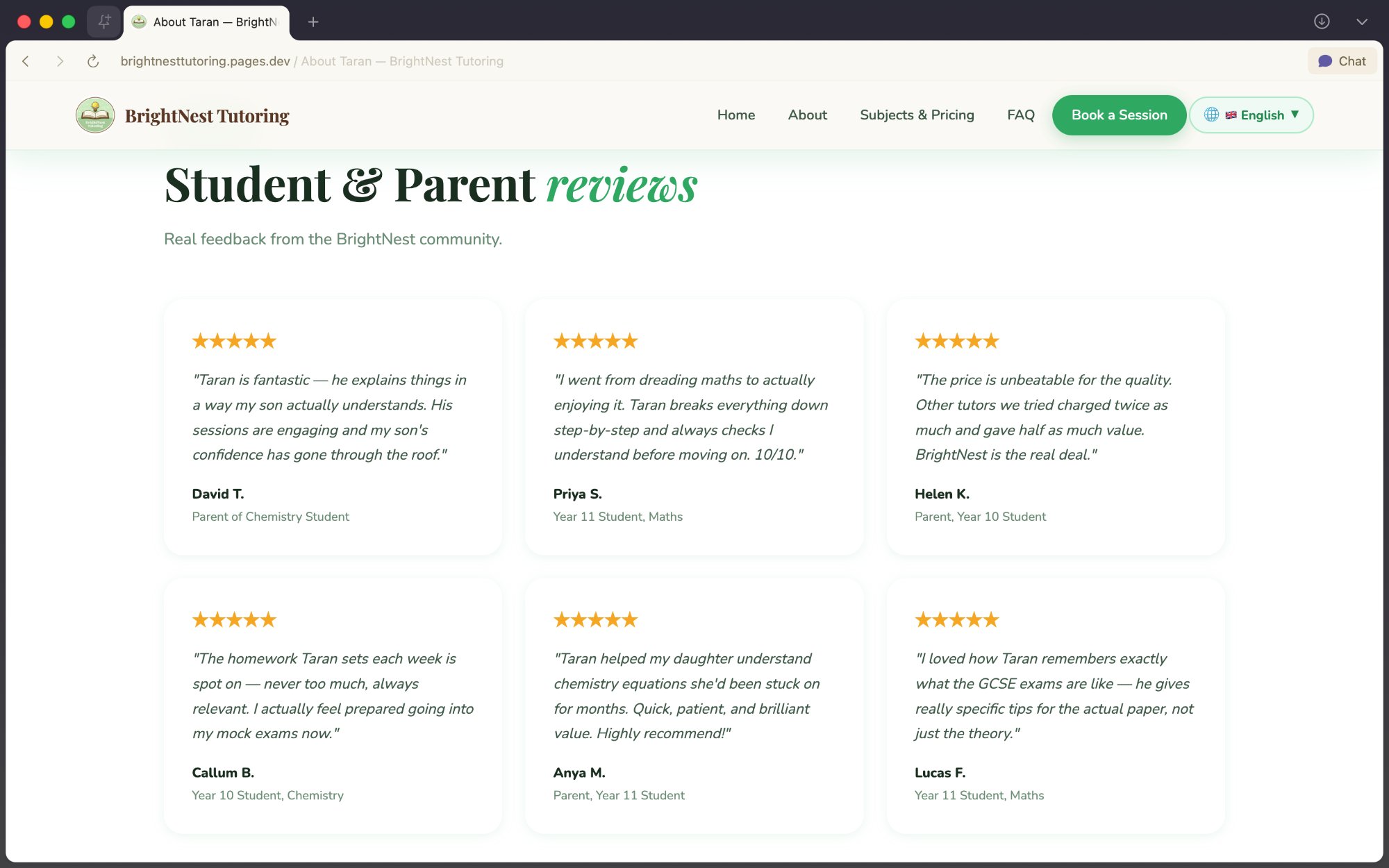 BrightNest reviews section